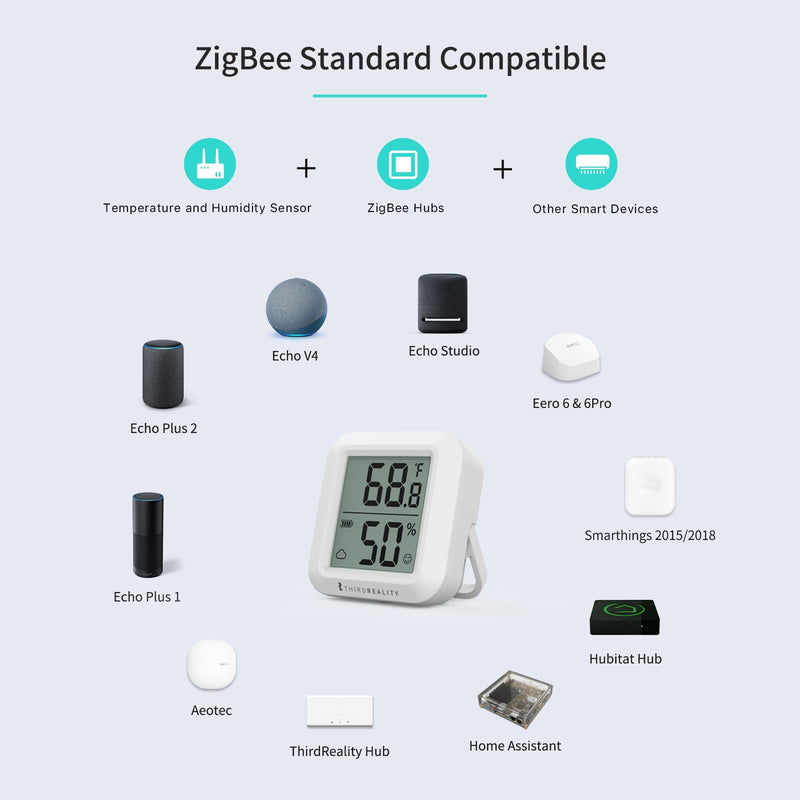 [Australia - AusPower] - THIRDREALITY Zigbee Temperature and Humidity Sensor with Digital LCD Display, ZigBee Hub Required, App Records, Remote Monitoring and Smart Home Automation, AAA Batteries Included 