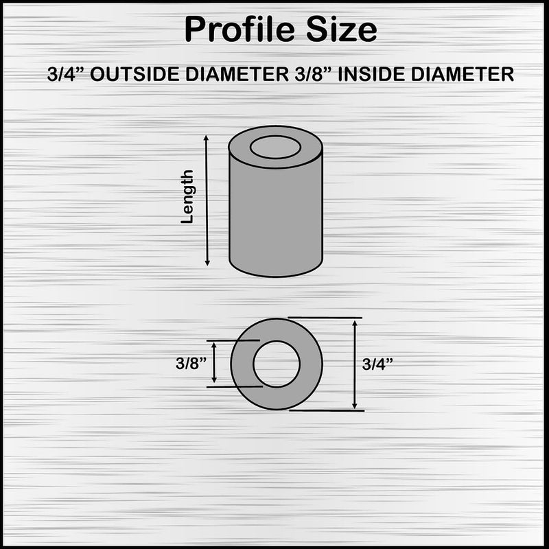 [Australia - AusPower] - Aluminum Spacer 3/4" OD x 3/8" ID x Choose Your Length, Round Spacer Unthreaded Standoff Bushing Plain Finish, Fits Screws Bolts 3/8" or M10 by Metal Spacers Online (2" Length, 5 Pack) 2" Length 