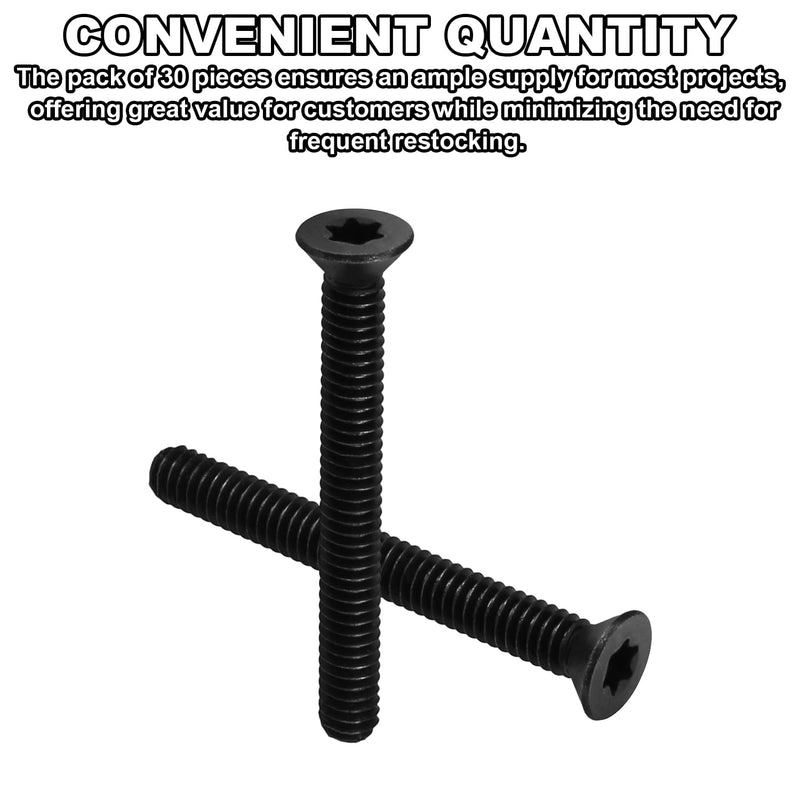 [Australia - AusPower] - 30pcs 1/4-20 x 2 1/4 Flat Head Floorboard Thread Cutting Screws, T-30 Drive, Type F, (Star - Six Lobe Drive), Black Phosphate Finish, Countersunk, Alloy Steel 