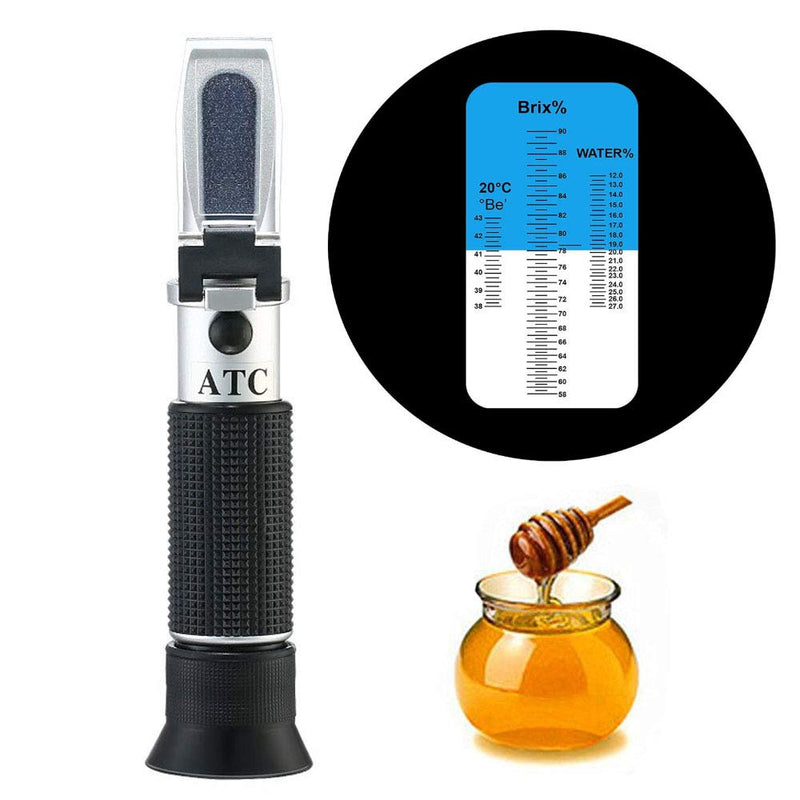 [Australia - AusPower] - Honey Refractometer with ATC, Hobein Refractometer for Honey Moisture, Brix and Baume, 3-in-1 Uses, 58-90% Brix Scale Range Honey Moisture Tester, Ideal for Honey, Maple Syrup, Molasses, Bee Keeping 