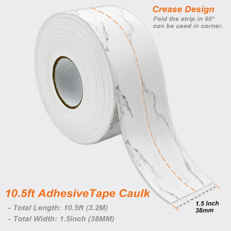 [Australia - AusPower] - Caulk Tape Strip, 1.5" x 10.5Ft Self Adhesive Bath & Kitchen Sealant Strip, PVC Waterproof Sealing Tape for Bathtub Toilet Bathroom Shower Kitchen Sink Cracks 