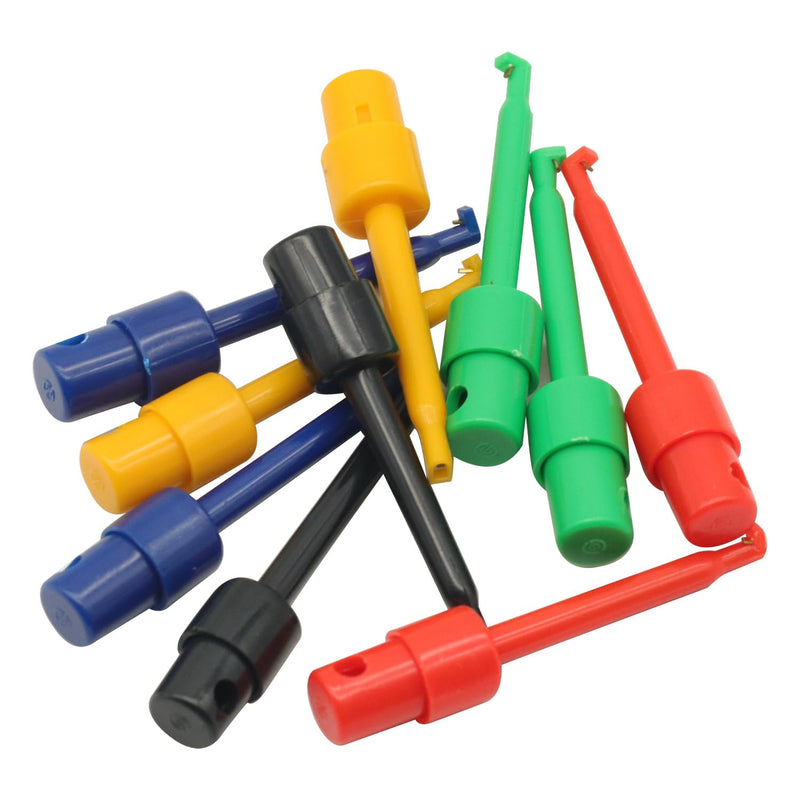 [Australia - AusPower] - 10Pcs Single Test Hook Clip Test Probe for Electronic Testing IC Grabber Large Size Round Crocodile Clip Hook Test Clips 