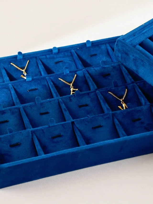Jewelry Organizer Tray, Velvet Bracelet Display, Premium Jewelry Tray, Luxury Bangle Organizer,Blue Watch Tray A-Blue 12 Grid Tray