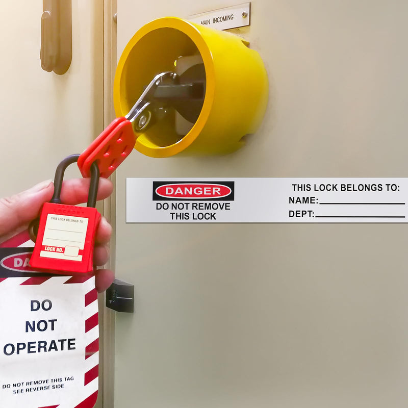 Fuyoooo 100 Pack Danger Label PS Vinyl Danger Lockout Stick Labels 3⁄4 x 5 Inch Do Not Remove Padlock Lockout Sticker Osha Compliant Loto Tag for Safety Identification, Industrial Equipment Repair