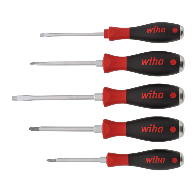 Wiha 53075 5-Piece Slotted and Phillips Extra Heavy Duty Screwdrivers Slotted & Phillips Set, 5 Piece