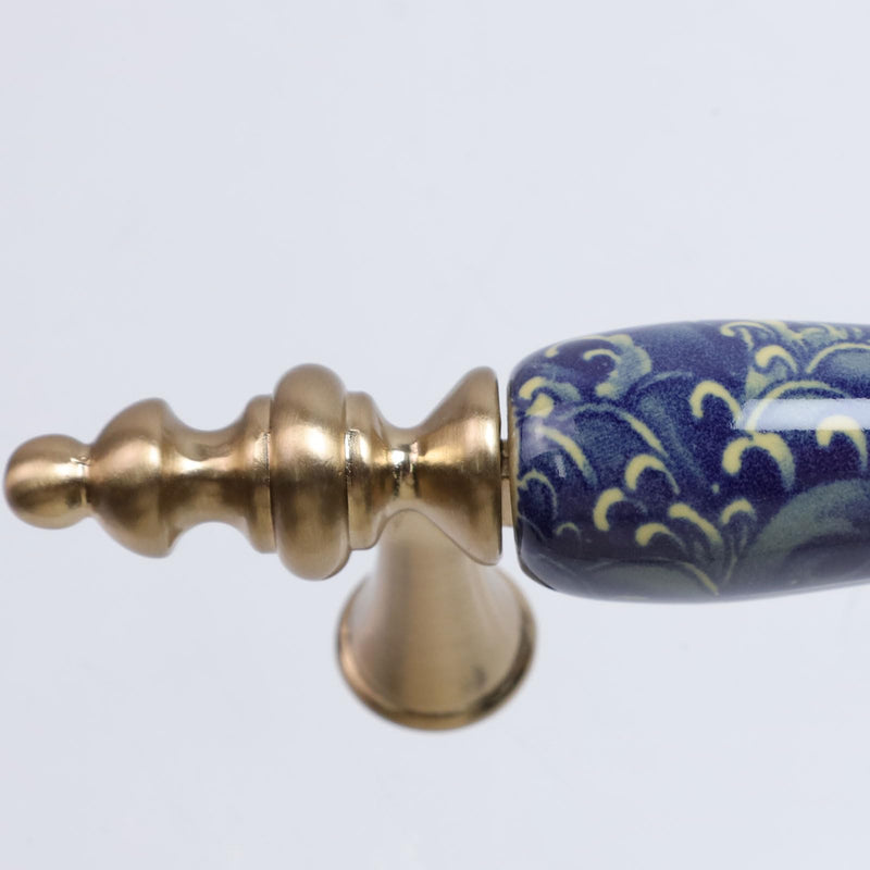 MY MIRONEY Ceramic Cabinet Pulls - Chinese Style Decorative Handles - Antique Bronze Drawer Knobs for Kitchen, Dresser, Cupboard, Door (3" Hole Center, 4 Pack) Style2