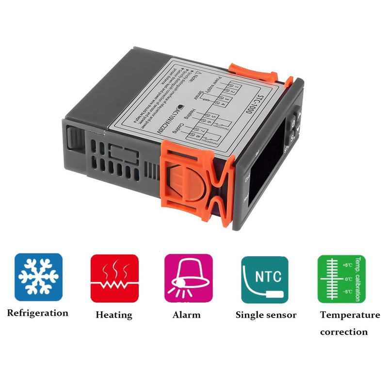 [Australia - AusPower] - STC-1000 Digital Temperature Controller,AC 10A 110V-220V Digital LED Temperature Controller Heating Cooling Centigrade Thermostat 2 Relays Output with NTC Sensor Probe (2 Pack) 