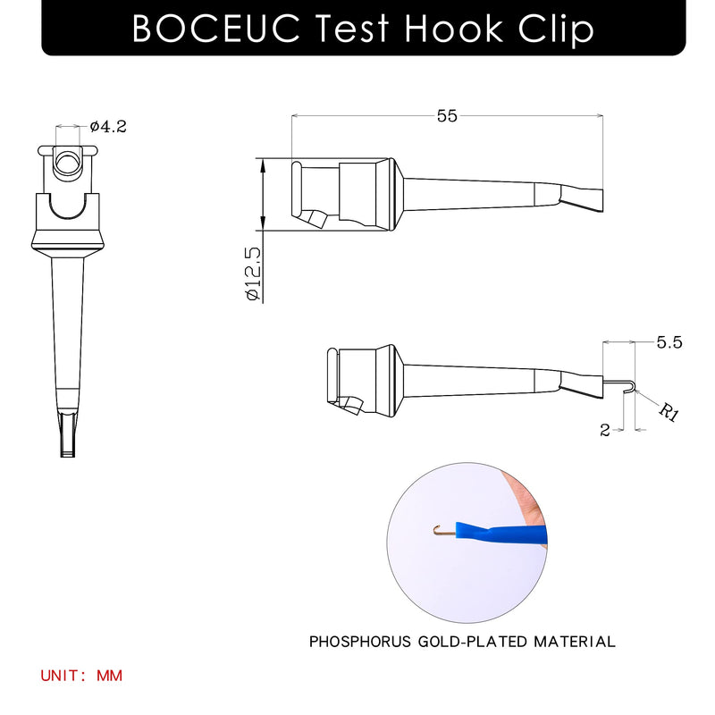 [Australia - AusPower] - Test Hook Clip, Multimeter Test Lead Kit Hook Clip Probe Mini Grabber for Circuit Testing PCB IC 
