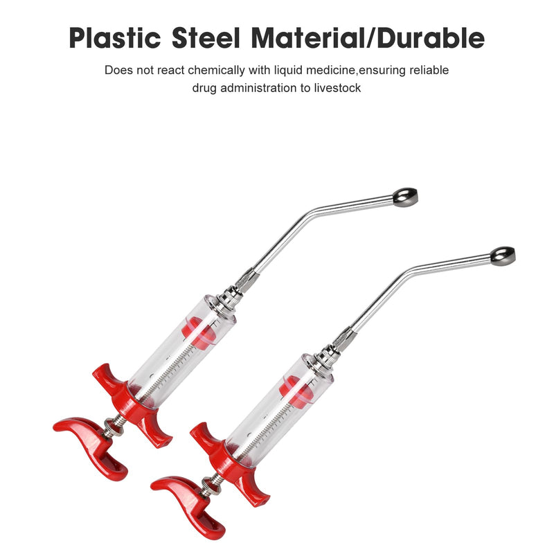 [Australia - AusPower] - 2Pcs 20ML Reusable Syringe for Goat,Goats Syringe with Adjustable Dosage Detachable Function,Syringe Drench with Nozzle for Sheep,Pig,Cattle,Dog 