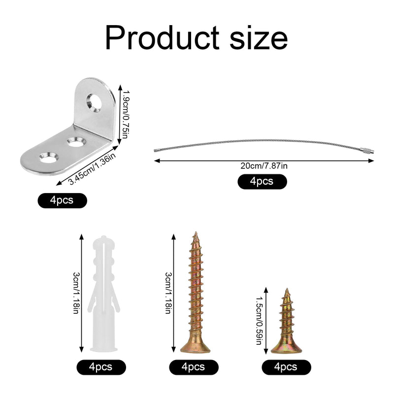 [Australia - AusPower] - 24pcs Furniture Anchors, Anti-Tip Furniture Anchors Stainless Steel Furniture Wall Anchor Falling Furniture Straps Prevention Furniture Anchors for Baby Proofing Safety 