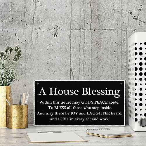 A House Blessing Hanging Sign Decorative Wood Sign Home Decor Wood Door Sign Plaque 12" x 6"