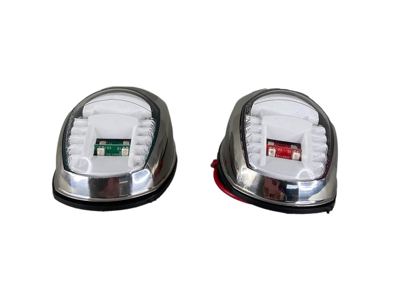 Pactrade Marine Boat Navigation Lights Red and Green LED Side Lights (Vertical Mount) - 2 NM Stainless Steel Housing | Green Starboard Red Port Navigation Lights for Boats LED 2 NM Model - Stainless Steel