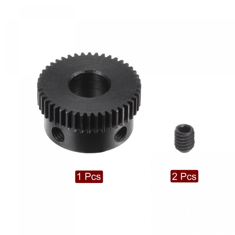 [Australia - AusPower] - uxcell Pinion Gear Set, 45# Carbon Steel Motor Rack Spur Gear with Step Black, 0.5 Mod 44T 8mm Bore 23mm Outer Dia, M4 Set Screws Included 