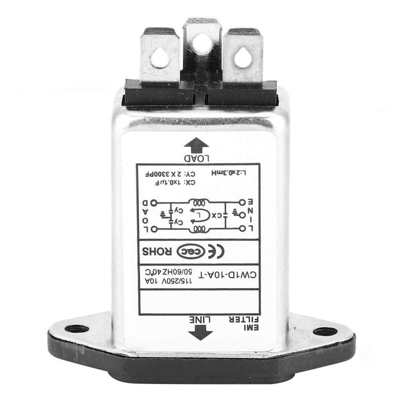 EMI Performance Filter, AC 115V-250V Mains Filter Single Phase Filter | High Quality Filter IEC-320 C14 Plug Socket Electronic Components 10A CW1D-10A-T 50/60Hz Electromagnetic Interference Filter