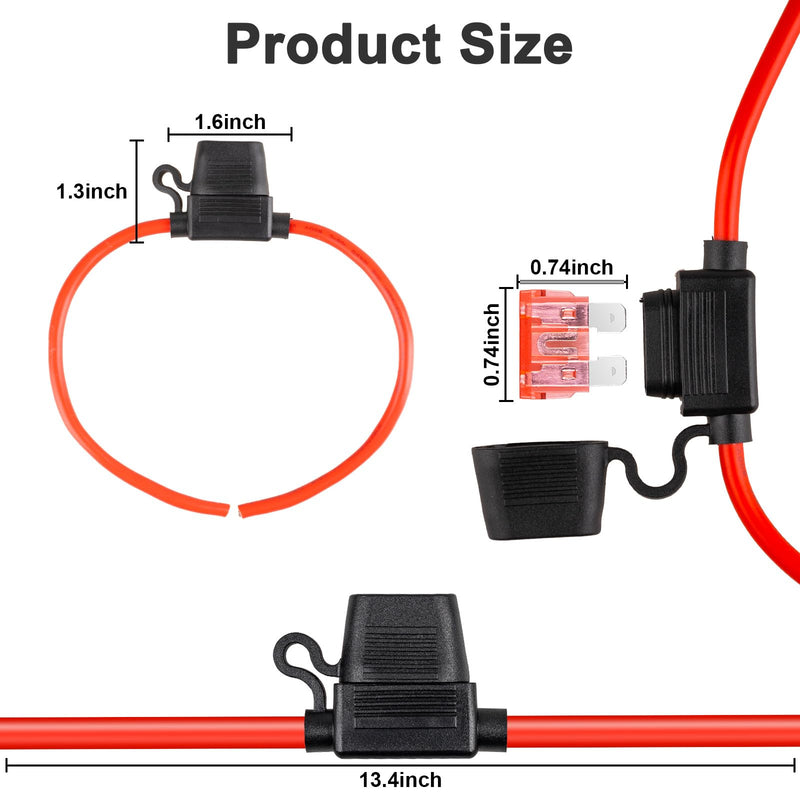 [Australia - AusPower] - 4PCS 10 Gauge Inline Fuse Holder with 12V 40 AMP, Professional ATC Standard Car Automotive Marine Waterproof in Line Blade Fuse Holder 