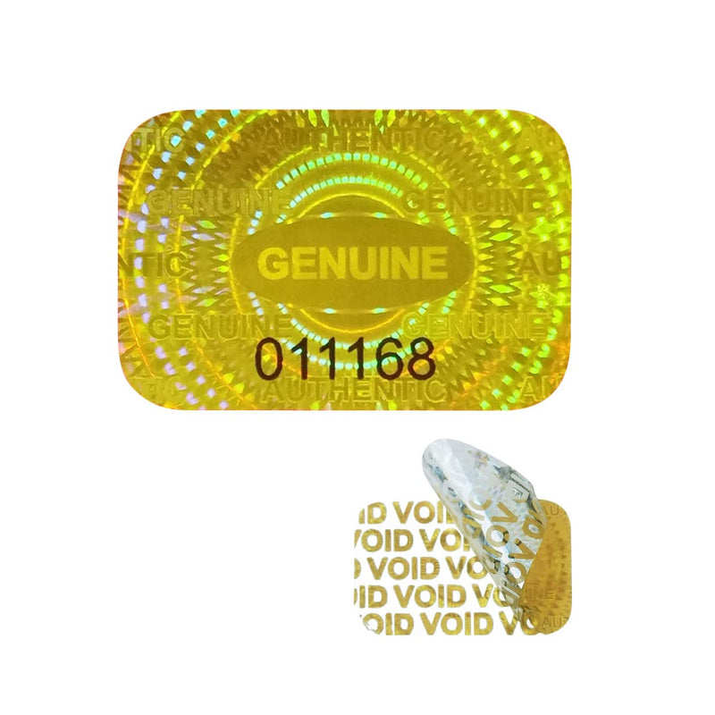 1000 pcs Tamper Proof Hologram Stickers Silver High Security Tamper Evident Warranty Seal Void Genuine Authentic Holographic Labels w/Unique Sequential Serial Numbering 0.95X0.6 inch (Gold) Gold 1000 pcs