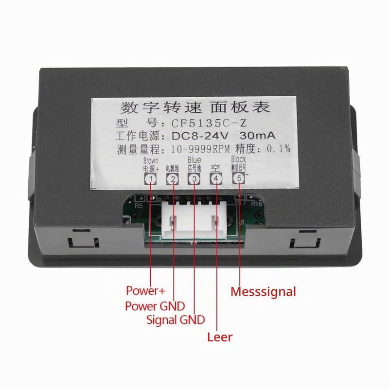 4 Digital LED Display Tachometer, Speed Display Speedometer, RPM Speed Meter with Hall Proximity Sensor NPN/PNP Input, 10-9999RPM Range (Blue) blue