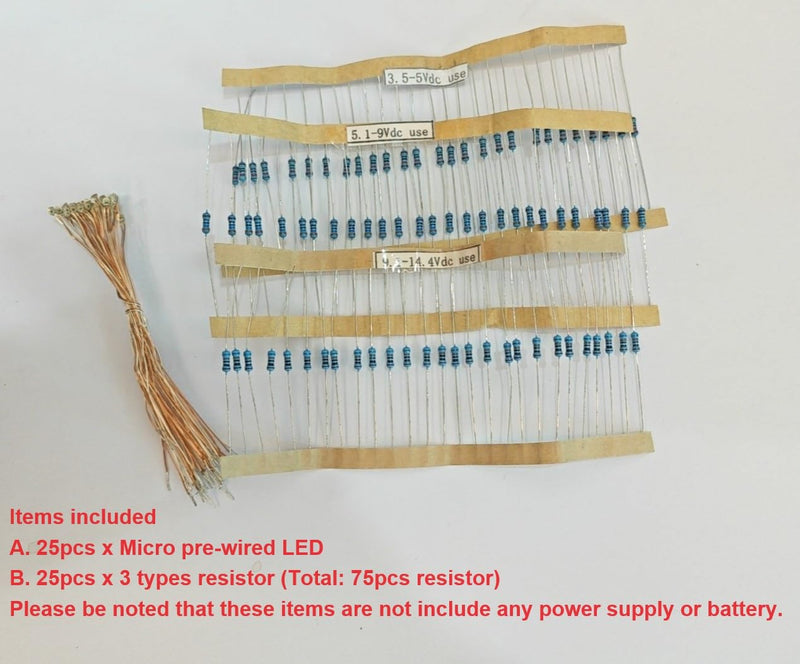 [Australia - AusPower] - 25pcs Pre-soldered Micro Litz Wired Leads Warm White SMD Led 0603 + Muti-Resistor New (2)Warm White 25 Count (Pack of 1) 