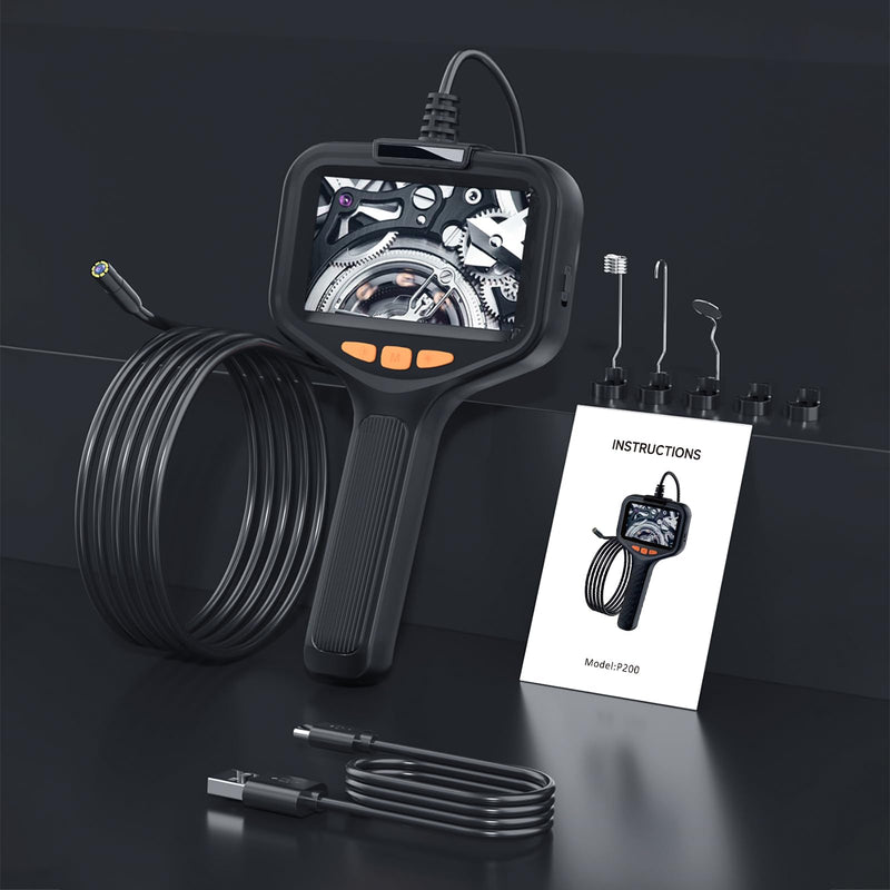 [Australia - AusPower] - Dual Lens Endoscope Camera, 4.3 Inch Screen Inspection Camera, 1920P Borescope Camera with Lights, Pipe Snake Camera, 3.28ft Semi-Rigid Snake Camera Dual Lens-8mm camera-1m cable 