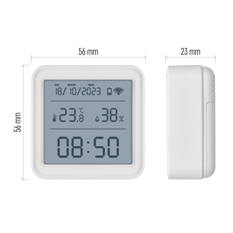 [Australia - AusPower] - EMOS GoSmart - Smart Home Thermometer with App - Zigbee - Indoor Temperature Range -10 °C to +60 °C - LED Display - WiFi Clock - Switchable - Includes Battery - Google Home, Alexa Compatible - White With display 
