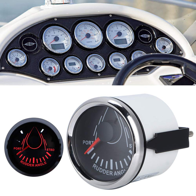 [Australia - AusPower] - Rudder Angle Meter, 52mm Universal Boat Rudder Angle Indicator 0-190ohm with Sensor -32V Backlight Gauge for Yacht Dial Silver Cover Black Dial Silver Cover 