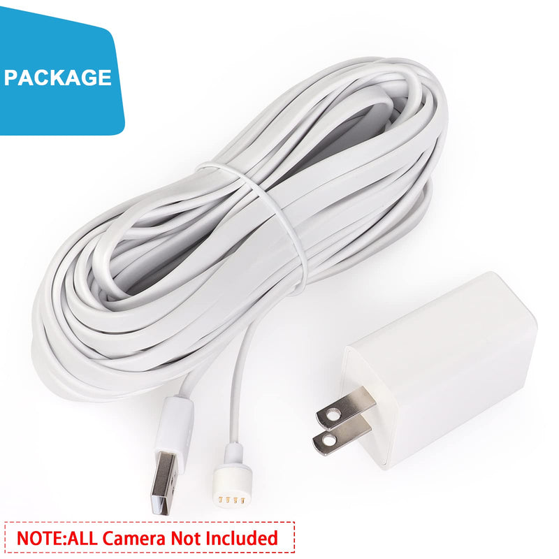 [Australia - AusPower] - Power Cable Compatible with Google Nest Cam Outdoor or Indoor, Battery(2nd Generation) - 25 ft/7.5m Weatherproof Charging Cable Power Your Nest Cam (Battery) Continuously - White 25.0 Feet 