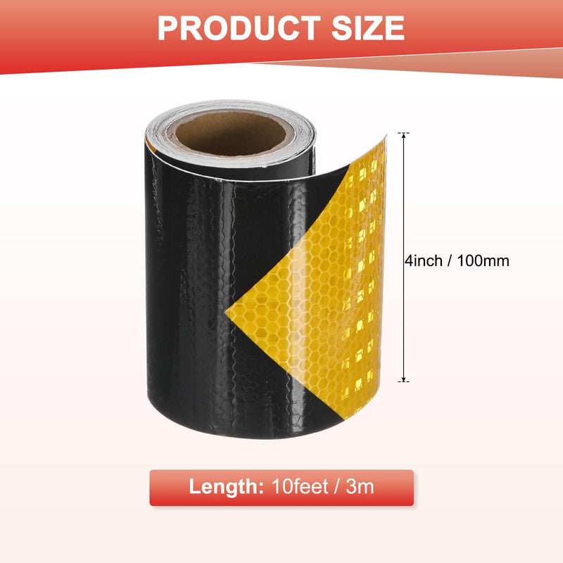 M METERXITY Reflective Tape, 4 Inch x 10 Feet Shining Star Dark Yellow & Black Waterproof High Visibility Self-Adhesive Tape for Trailers/Trucks/Apparel, Outdoor Warning Signs