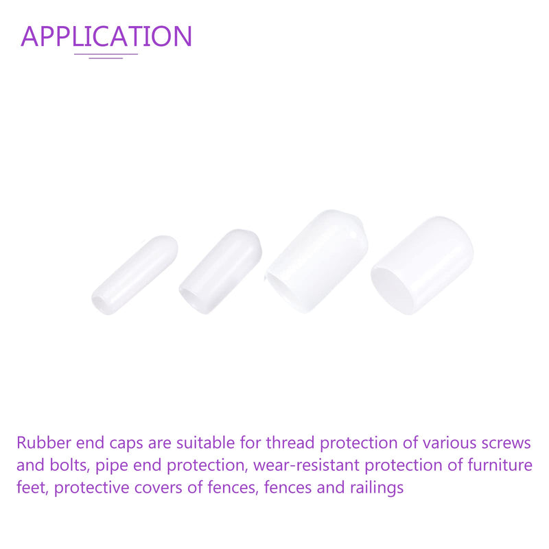[Australia - AusPower] - DMiotech 40 Pack 1/8" 1/4" 3/8" 1/2" ID White Screw Thread Protectors Rubber End Caps Bolt Covers for Screw Bolt Furniture Pipe 