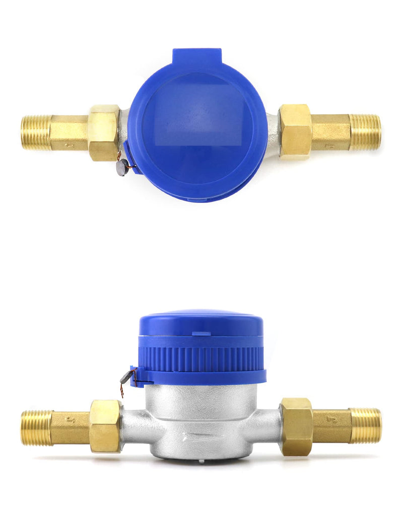 [Australia - AusPower] - QWORK Water Meter, 1/2" NPT 304 Stainless Steel Cold Water Flow Meter with Pulse Output, for Garden and Home Use, Includes 2 pcs 1/2"NPT Thread Adapter 
