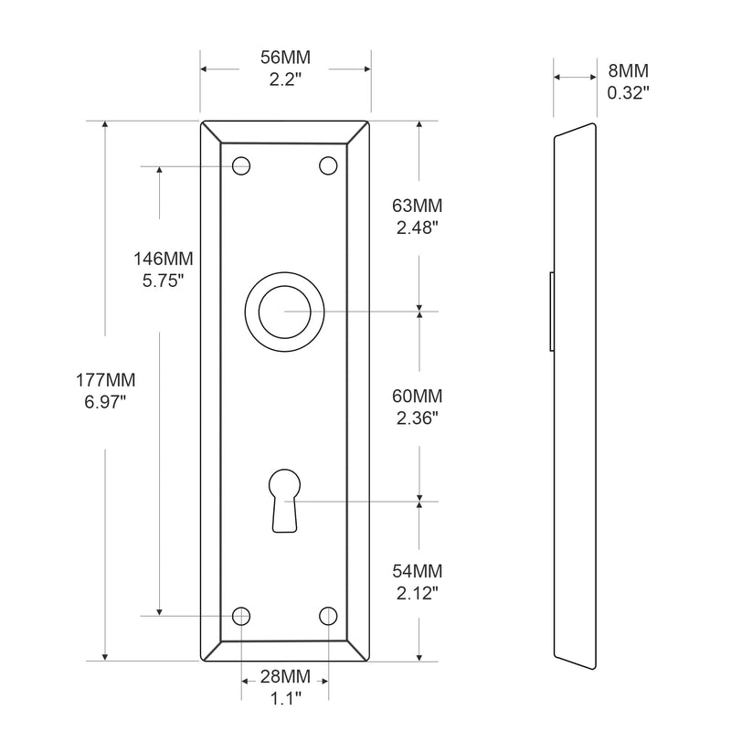 2 Pack Mortise Lock Door Plates for Interior Doors, Old Style Mortise Door Knob Cover Plate Replacement, Door Escutcheon Plates Brushed Nickel Rectangular