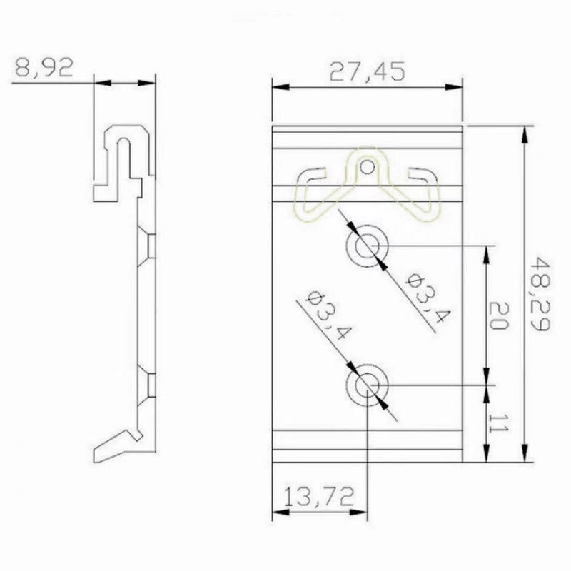 [Australia - AusPower] - 4Pcs 35mm Din Rail Fixed Clamp, Universal DIN Rail Mount Clip Snap in DIN Rail Mounting Bracket Aluminum Alloy Solid State Relay Clip for Relay Mounting (1.08 Width) 1.08 Width 