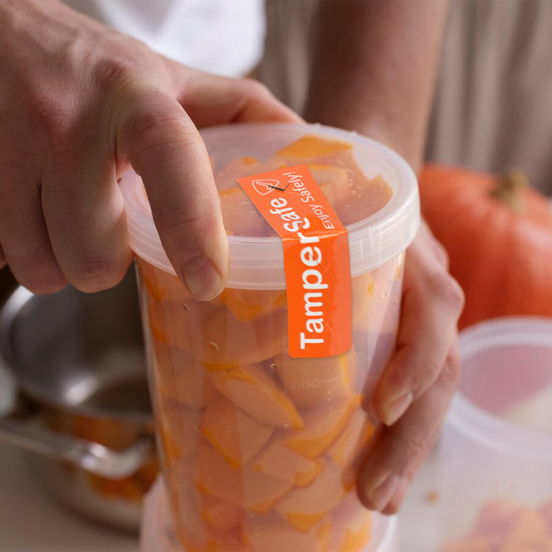 500 Pieces Tamper Evident Label1* 3 Inch Food Delivery Stickers Temper Proof Tape Roll Safe Secure Tamper Evident Seals for Food Container Pizza Boxes (Orange) Orange