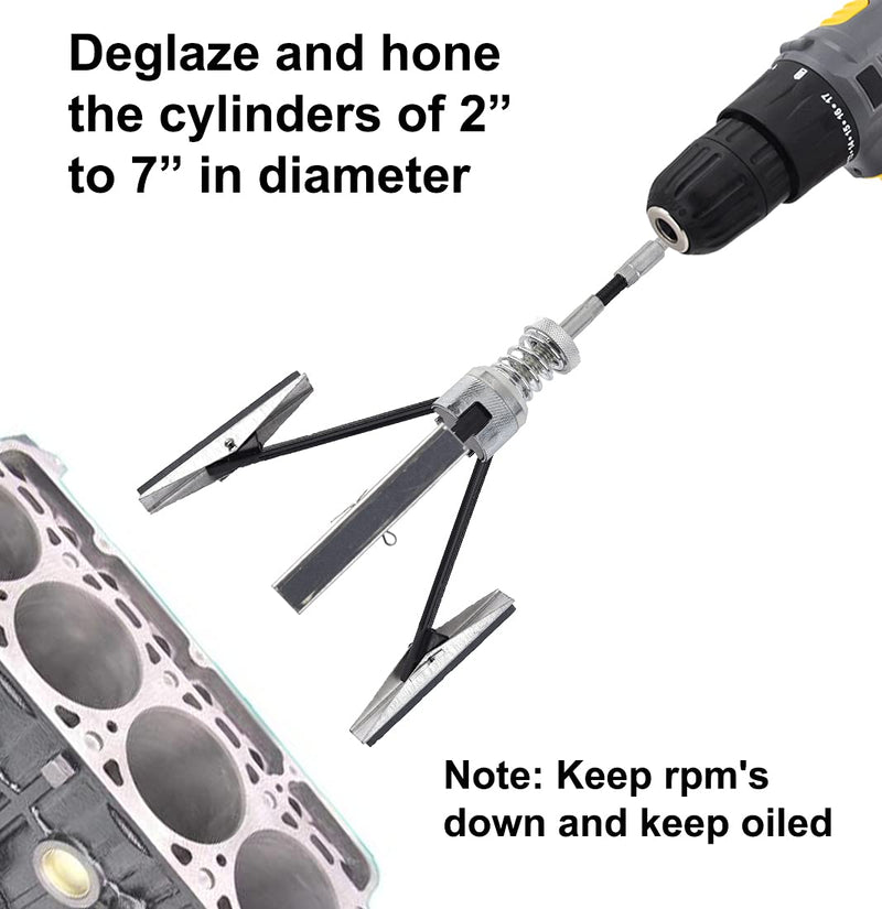 [Australia - AusPower] - Engine Cylinder Hone Tool 2"-7" Diameter Adjustable Deglazer Kit with 3-Piece 4" Long Stones 220 Grit 