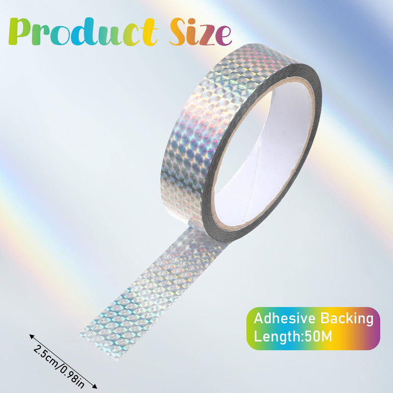 EupHHonycs 2 Rolls Holographic Tape, 1 Inch 54 Yard Reflective Tape for Birds, Holographic Self-Adhesive Bird Scare Ribbon for Keep Birds Away, Daily Home Use, DIY Crafts
