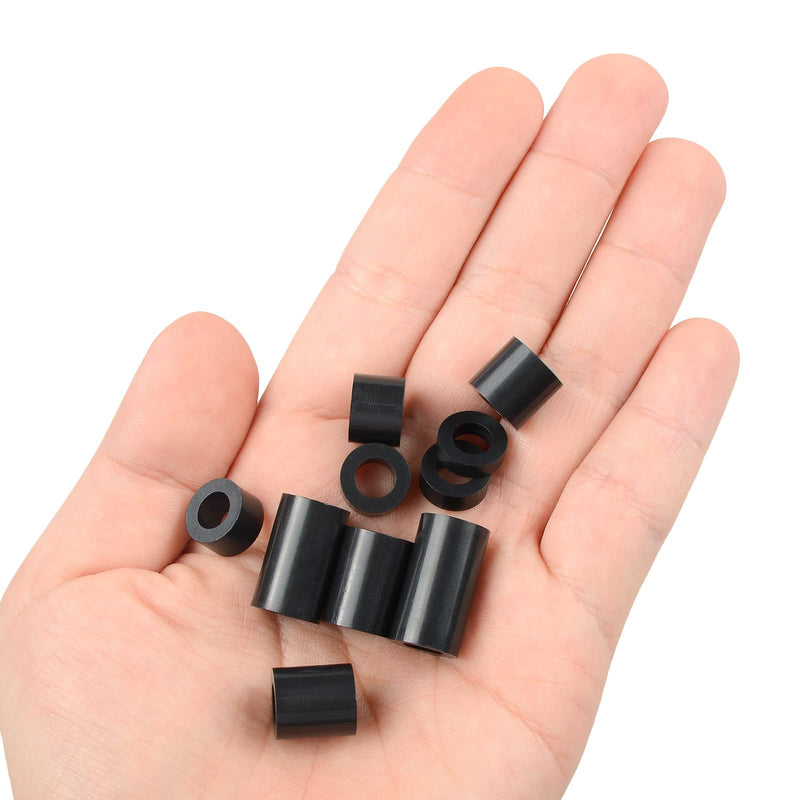 [Australia - AusPower] - Black ABS Round Washers ID 6.2mm,OD 11mm, 3mm 4mm 5mm 6mm 8mm 10mm 15mm 18mm 20mm Length, Assortment Kit, Non-Threaded, Suitable for M6 Screws Hardware Spacer Bracket Black/6.2mm 