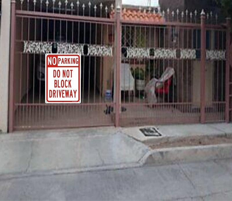 [Australia - AusPower] - No Parking Sign Do Not Block Driveway Sign, (2 Pack) 10 x 14 Inches Rust Free Aluminum Metal Sign, UV Protected Weather Resistant Durable In Easy to Mount 14 X 10 " 