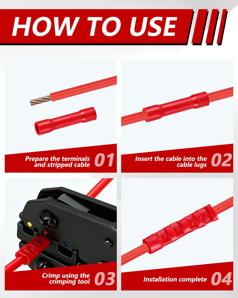 Butt Connectors 1.5-2.5 mm² Crimp Connectors Blue Pack of 100 | PVC insulated butt connector BV cable connector crimp connector 1,5 - 2,5 mm²