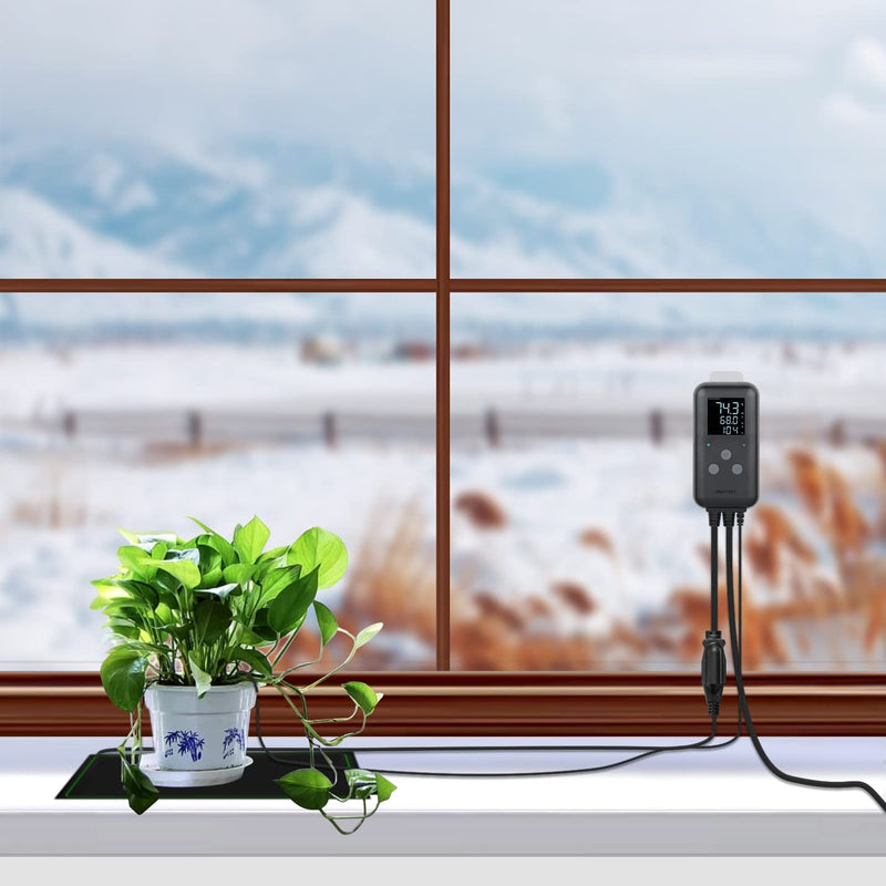 [Australia - AusPower] - Reptile thermostat, Greenhouse Temperature Controller, Digital Waterproof Thermostat for Home Brewing Fermentation Breeding Incubation Greenhouse Terrarium, Heating & Cooling Outlet 110V 15A 1650W 