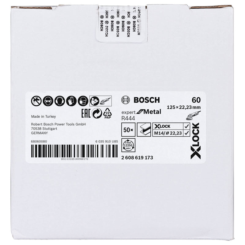 Bosch Professional Expert Fibre Sanding Discs (for Metal, X-LOCK, R444, Diameter 125 mm, Grit 80, Bore Diameter: 22.23 mm)