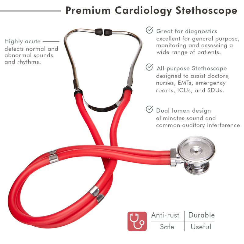 [Australia - AusPower] - NOVAMEDIC Professional Aneroid Sphygmomanometer Blood Pressure Machine and Stethoscope Set, Universal Adult Size Cuff Arm 8.7-16.5", Manual Emergency BP Monitor Kit with Carrying Case, Red 