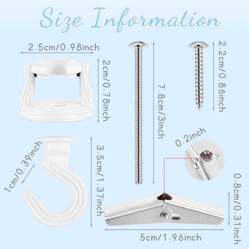 [Australia - AusPower] - 4 Sets Ceiling Hooks for Hanging Plant Ceiling Swivel Hook with Screw Bolt Zinc Plated Spring Toggle Wing for Classroom Decoration (White) White 