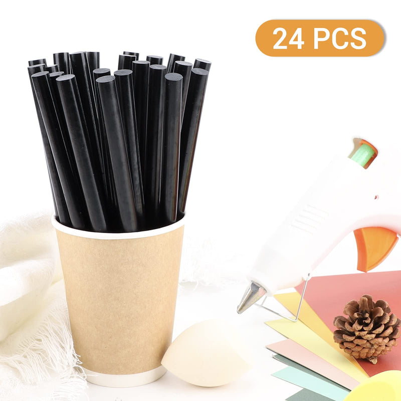 [Australia - AusPower] - Manarty Black Craft Glue Gun Sticks, 0.43" Dia x 8" Long Full Size Hot Melt Glue Sticks for Fabric Adhesive Glue Sticks for DIY, Decoration, Car Dent Repair, Gluing Project, Wax Seal Stamp, 24 PCS 24pcs 0.43x8" 