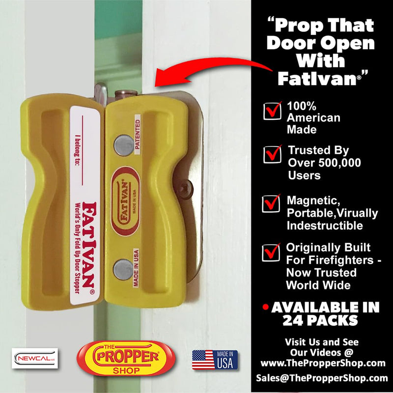 The Original Fat Ivan Fold Up Doorstop Wedge with Magnet - for Moving Office Home or School - Great for Police, Admin, Firefighters and Any time You Need a Door to Stay Open White 2 Pack