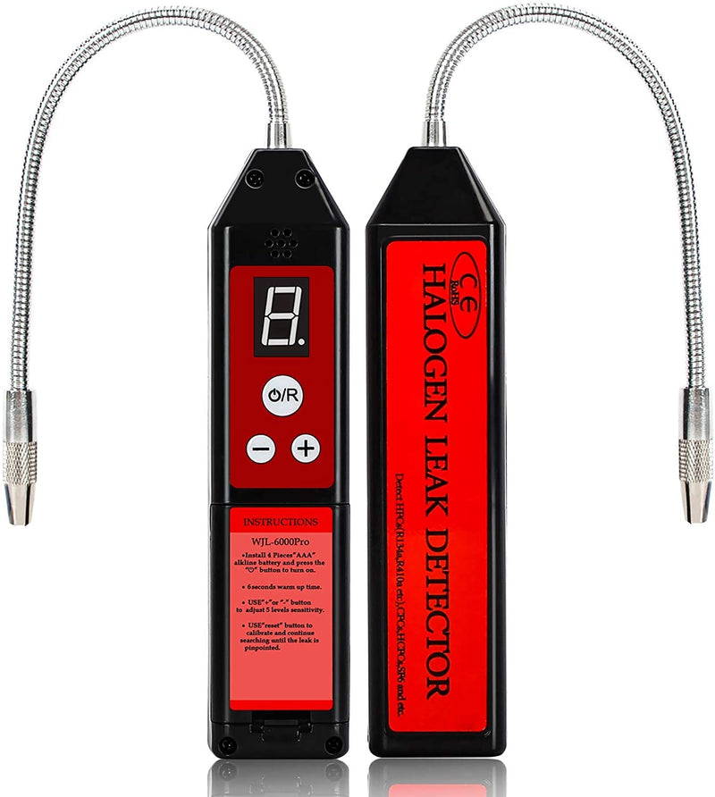 Wale&Morn Leak Detector for Halogen Gas Leakage, Air Condition Refrigerant Leak Detector with Indicator Light HVAC R22 R410A R134A CFCs HCFCs HFCs R1234yf (WJL-6000PRO) WJL-6000PRO