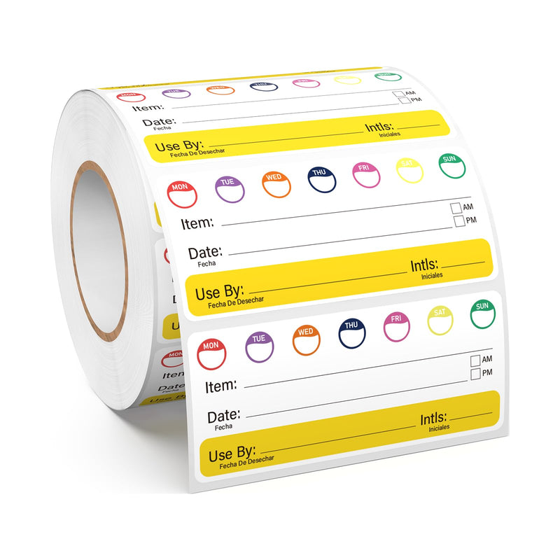 500 PCS Restaurant Quality Shelf Life Food Rotation Labels with Collection Date 2.8 × 1.2 Inches Removable Freezer Stickers Vinyl Oil-Proof Self Adhesive Writable Tape for Home Kitchens