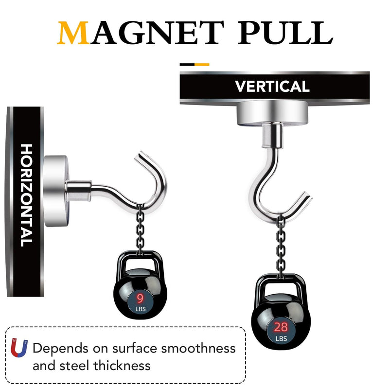 [Australia - AusPower] - TRYMAG Magnetic Hooks Heavy Duty, 28Lbs Super Strong Magnet Hooks for Hanging, Neodymium Earth Magnets with Hook for Refrigerators and Cruise Cabin, Grill, Workplace-25pcs 25PCS Silver-28LBS 