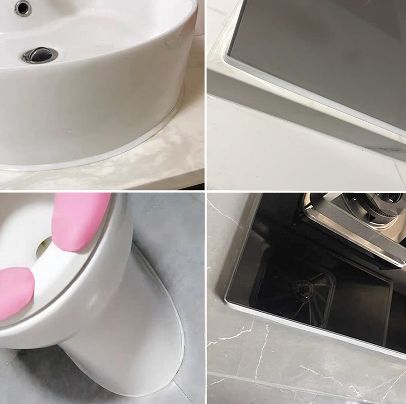 [Australia - AusPower] - Flexible Caulk Moulding Trim Strips, Decorative Sealing Tape, Silicone Sealant Caulking Strip for Stove Sink Toilet Bathtub(White) 1 