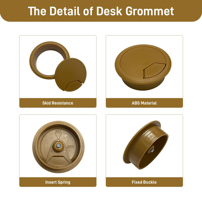 [Australia - AusPower] - Desk Grommet 2 Inch Sturdy ABS Plastic Desk Hole Cover for Cables Black Desk Hole Grommet for Organizing Home & Office Table Cables 2 Inch-6pcs-ABS Brown 6 