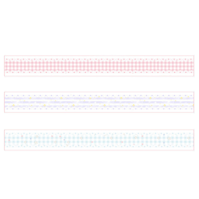 YUBBAEX Cute Printed Washi Tape 3 Rolls Japanese-Style Masking Tape Set Decorative for Arts, DIY Crafts, Journal Supplies, Planners, Scrapbook, Card/Gift Wrapping (Lace Checkered) Lace Checkered