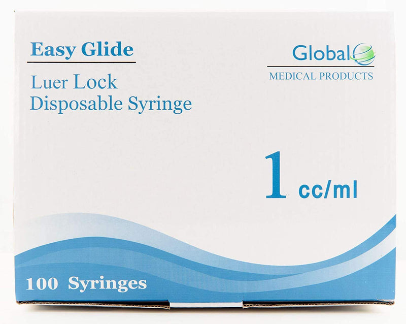 [Australia - AusPower] - 1ml 1cc Sterile Syringe Luer Lock Tip, No Needle, Pack of 100 